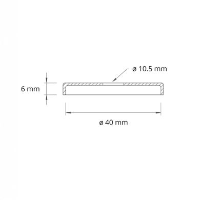 Encaixe pequeno para coluna Alt.0,6xD.4cm furo central d.10,5mm, em latão cromado (CCT4*B CRO)