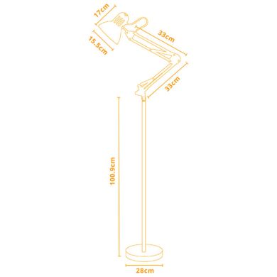 Lámpara de Pie ANTIGONA articulado 1xE27 L.28xAn.60xAl.Reg.cm Negro
