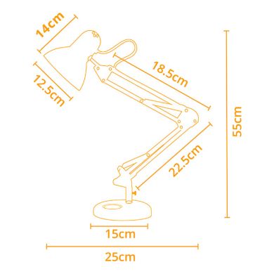 Sobremesa ANTIGONA articulado 1xE27 L.15xAn.12,5xAl.Reg.cm Blanco