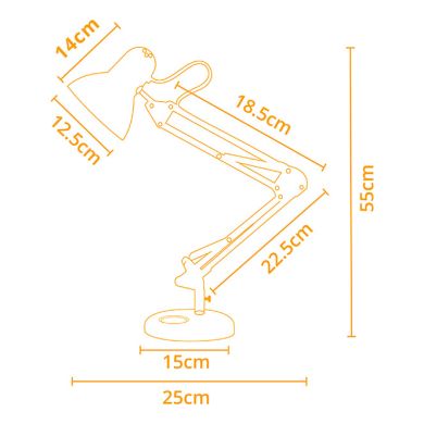 Table Lamp ANTIGONA articulated 1xE27 L.15xW.12,5xH.Reg.cm Silver