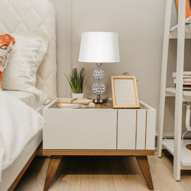 Candeeiro de mesa KEGAN 1xE27 Alt.48xD.30cm oxidado/branco