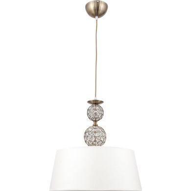 Pendant Light KEGAN 1xE27 H.Reg.xD.45cm Antique Brass/White