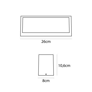Aplique CORGO IP54 1xE27 L.26xAn.10,6xAl.8cm Aluminio+cristal Antracita