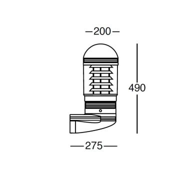 Aplique CAPSULA IP44 1xE27 C.18xL.22,5xAlt.49xD.18,5cm preto