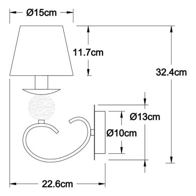 Wall Lamp HONDURAS 1xE14 Beije/Antique Brass