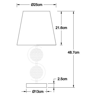 Candeeiro de mesa HONDURAS 1xE14 Alt.50xD.25cm Branco/Cromado