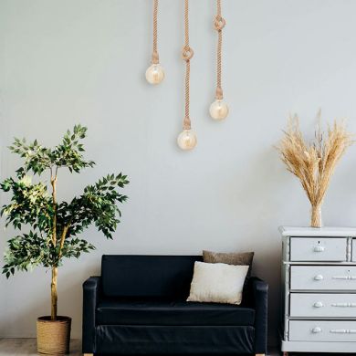 Colgante SOGA 1xE27 Al.Reg.xD.10cm Cuerda Marron (Al.max.=1m)