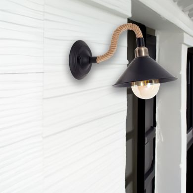 Aplique SOGA 1xE27 C.22xL.35xAlt.23cm Corda castanho