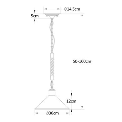 Colgante SOGA 1xE27 Al.Reg.xD.30cm Cuerda Negro