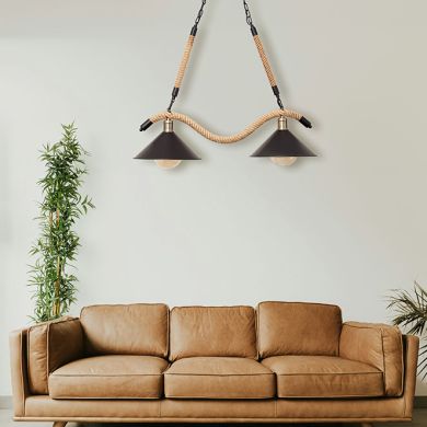 Colgante SOGA 2xE27 L.82xAn.30xAl.Reg.cm Cuerda Negro