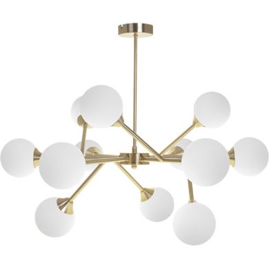 Candeeiro de tecto ANALU 12xG9 Alt.56xD.70cm dourado/branco