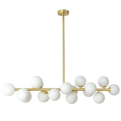 Candeeiro de tecto ANALU 16xG9 C.110xL.35xAlt.80cm dourado/branco