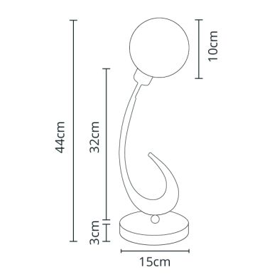 Sobremesa VITA 1xG9 Al.44xD.15cm en cromo con bola de cristal blanca