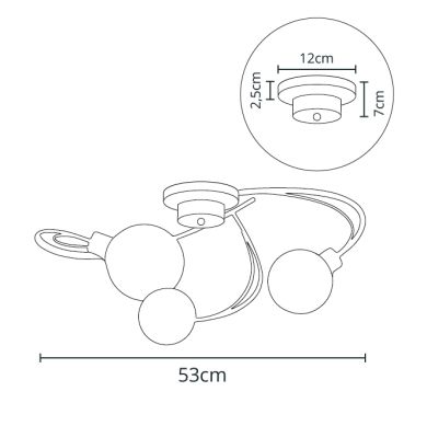 Plafón VITA 5xG9 Al.23xD.53cm en cromo con bolas de cristal blanca