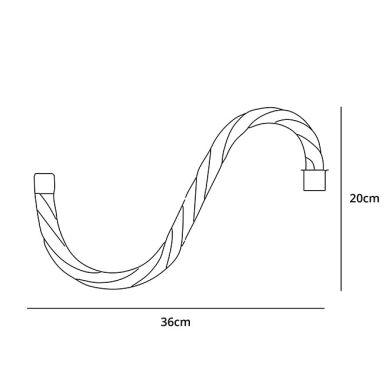 Braço torcido tubular de vidro 14in transparente com pontas douradas