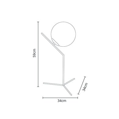 Candeeiro de mesa AIMEE 1xE27 C.34xL.34xAlt.59cm preto