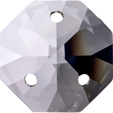 Piedra octógono de cristal D.1,6cm 3 taladros transparente (caja)