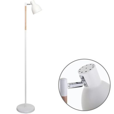 Candeeiro de pé DELZA 1xE27 Alt.147xD.33cm branco/madeira natural