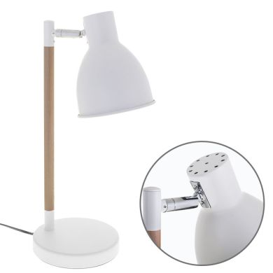 Candeeiro de mesa DELZA 1xE27 Alt.45xD.25cm branco/madeira natural