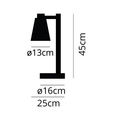 Candeeiro de mesa DELZA 1xE27 Alt.45xD.25cm preto/madeira natural