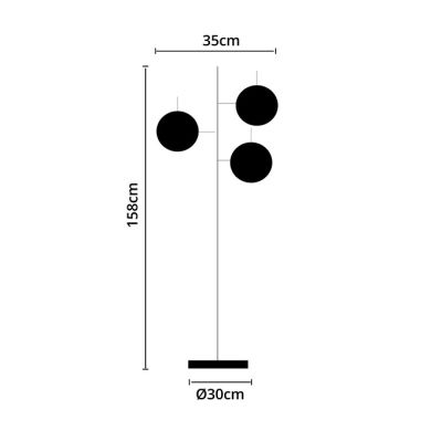 Candeeiro de pé ADALGISA 3xE27 Alt.Reg.xD.35cm cromado