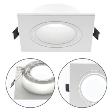 Aro de encastrar ONIRO quadrado C.9,3xL.9,3xAlt.2,9cm policarbonato (PC) branco