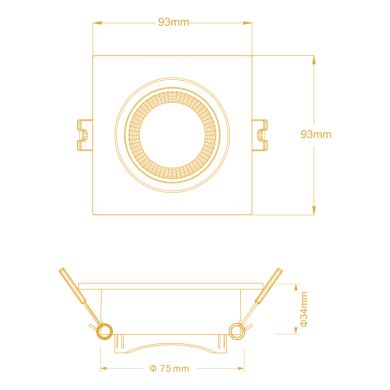 Aro de encastrar ONIRO quadrado C.9,3xL.9,3xAlt.3,4cm policarbonato (PC) branco