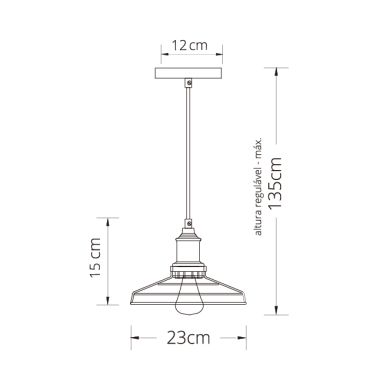 Suspensão PASCAL 1xE27 Alt.Reg.xD.23cm preto/cromado
