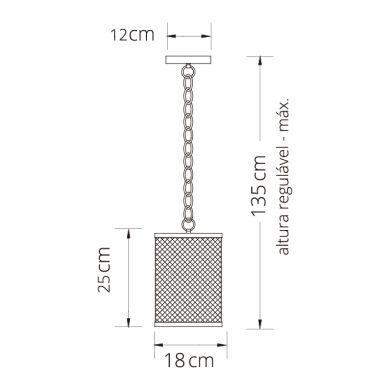 Colgante DAVY 1xE27 Al.Reg.xD.18cm Negro/Cromo