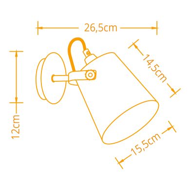 Aplique MORGANA 1xE14 C.15,5xL.26,5xAlt.19cm branco