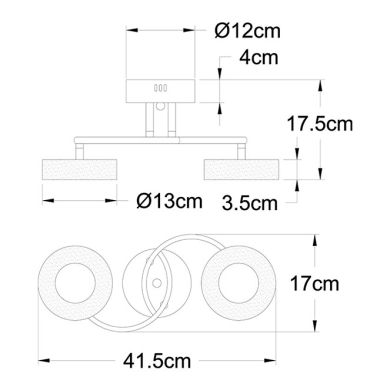 Plafond TOKIO 2x12W LED 1920lm 4000K L.41,5xW.17xH.17,5cm Chrome