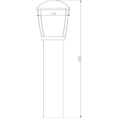 Farola DRAVE IP44 1xE27 L.17xAn.17xAl.60cm Aluminio+PC Negro