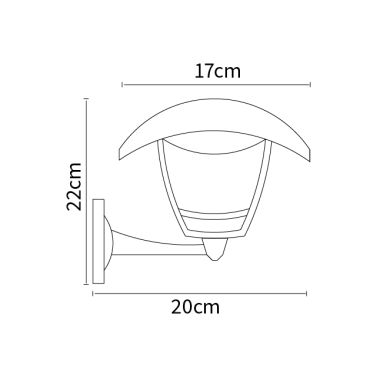 Aplique ZOIO IP44 1xE27 L.17xAn.20xAl.22cm Negro