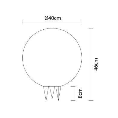 Bola de luz com espigão BONINA IP65 1xE27 Alt.46xD.40cm Granito