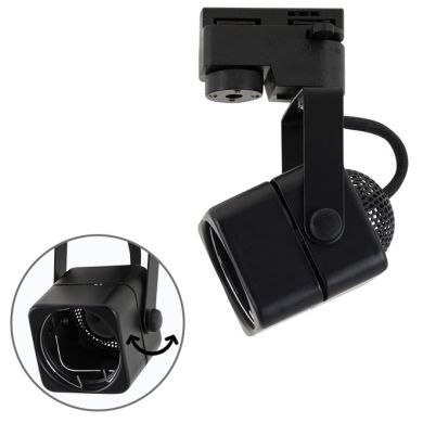 Foco quadrado para calha AYRTON (2 condutores) 1xGU10 C.7xAlt.14,5cm preto