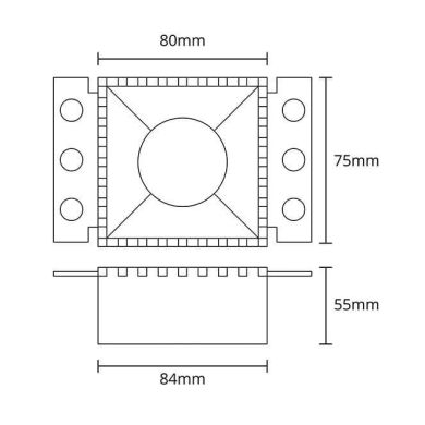 Frame for Downlight HAPI square for drywall L.13xW.7,5xH.5,5cm Black