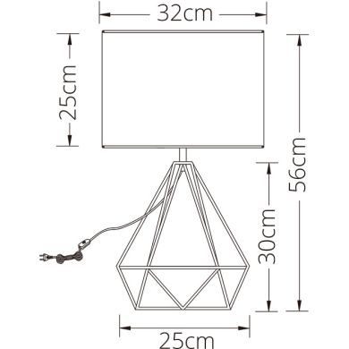 Table Lamp ABRANTES 1xE27 H.56,5xD.32cm Gold/White