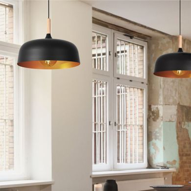 Suspensão GENARO 1xE27 Alt.Reg.xD.32cm preto/dourado
