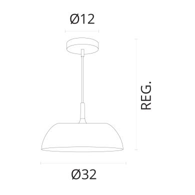 Suspensão GENARO 1xE27 Alt.Reg.xD.32cm preto/dourado