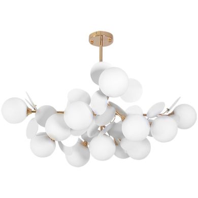 Candeeiro de tecto AKIRA 13xG9 Alt.62xD.93cm dourado/branco