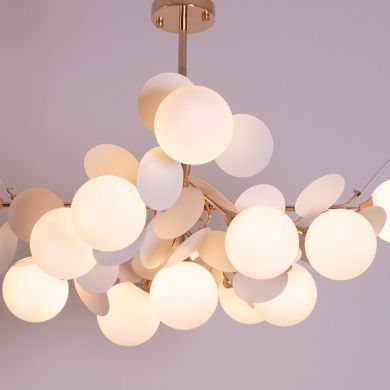 Candeeiro de tecto AKIRA 13xG9 Alt.62xD.93cm dourado/branco