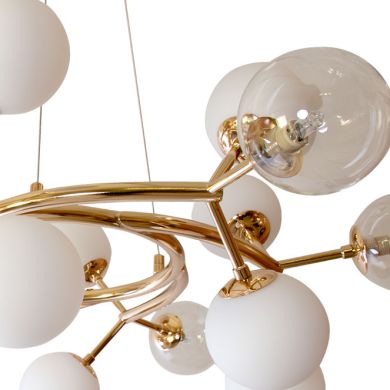 Candeeiro de tecto ANABEL 18xG9 Alt.Reg.xD.80cm dourado/branco
