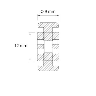 Cerra-cabos Alt.1xD.0,6cm 2 furos de 2mm, em latão bruto (MO15)