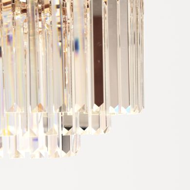 Ceiling Lamp OLFUS 5xE14 H.120 (máx)xD.40cm with transparent cristals and gold plate