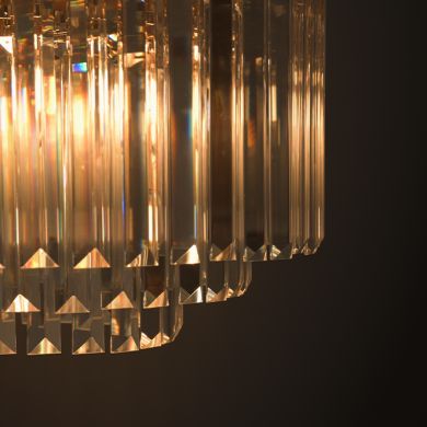 Ceiling Lamp OLFUS 5xE14 H.120 (máx)xD.40cm with transparent cristals and gold plate