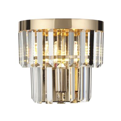 Wall lamp OLFUS 1xE14 H.22xD.22cm with transparent cristals and gold plate
