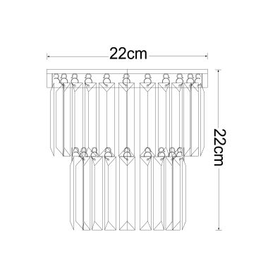 Wall lamp OLFUS 1xE14 H.22xD.22cm with transparent cristals and gold plate