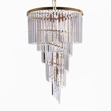 Ceiling Lamp OLFUS 12xE14 H.200(máx.)xD.60cm with transparent cristals and gold plate