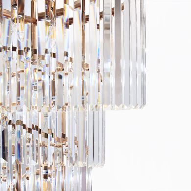 Ceiling Lamp OLFUS 12xE14 H.200(máx.)xD.60cm with transparent cristals and gold plate