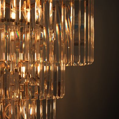 Ceiling Lamp OLFUS 12xE14 H.200(máx.)xD.60cm with transparent cristals and gold plate